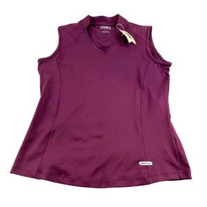 Annika Cutter & Buck maroon V-neck Golf Athletic Shirt NWT Sz S